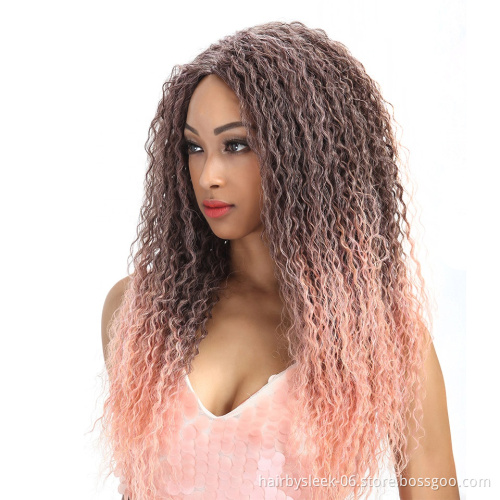 Rebecca Fashion 26 inches Kinky Curly Wigs Synthetic Ombre Lace Wig High Resistant Fiber Synthetic hair  Wigs For Black Women